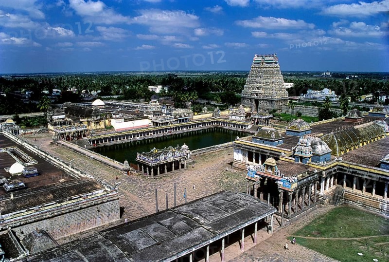 Bird’s eye view of Thillai Nataraja temple in Chidambaram, Tamil Nadu, South India, India, Asia