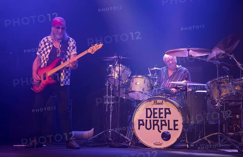 Roger GLOVER on bass guitar left, Ian PAICE on drums