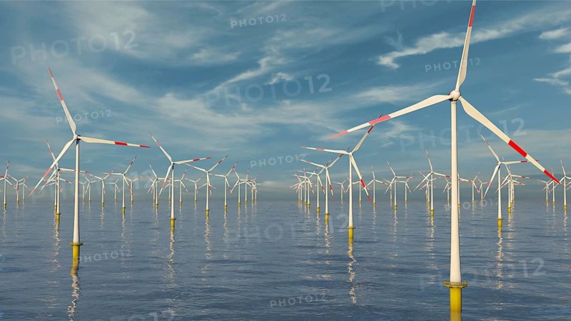 Symbolic image on the use of wind power at sea