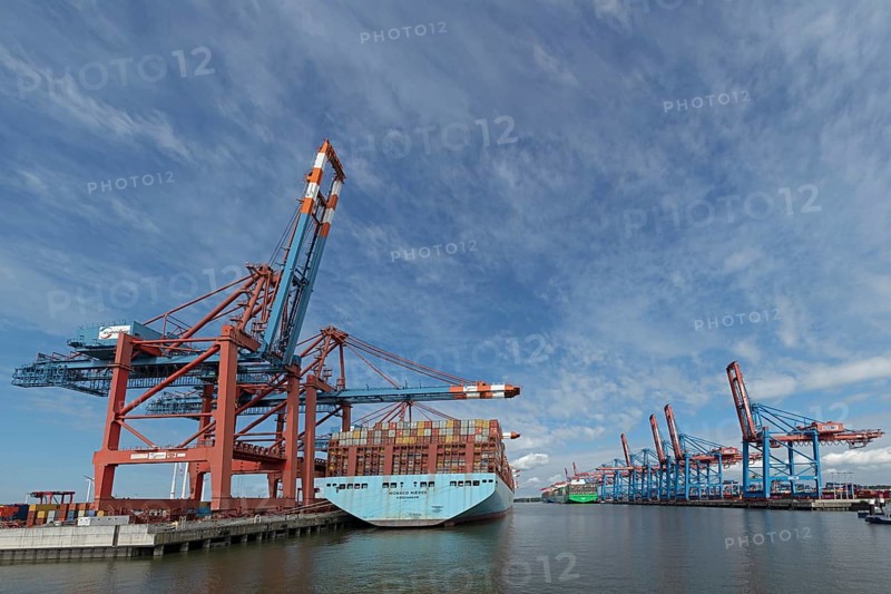 Container terminals Eurogate and Burchardkai, Photomerge, Waltershof, Hamburg, Germany, Europe
