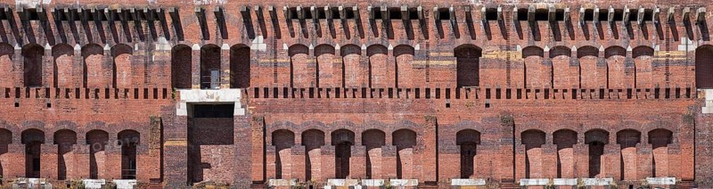 Detail of the masonry of the Congress Hall in the inner courtyard, unfinished National Socialist monumental building on the Nazi Party Rally Grounds, Nuremberg, Middle Franconia, Bavaria, Germany, Europe