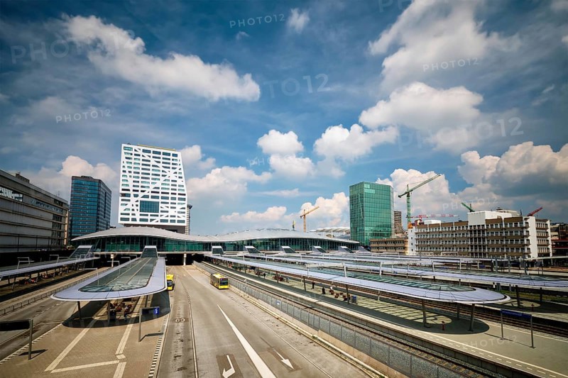 UTRECHT, NETHERLANDS, MAY 25, 2018: Utrecht bus and railway station Utrecht Centraal. Utrecht, Netherlands. The station is the largest and busiest in the Netherlands