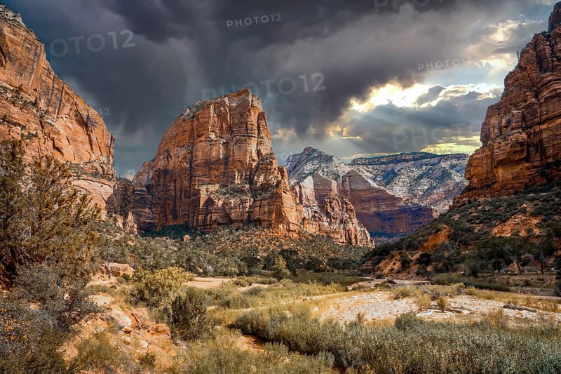 The beautiful mountain that climbs on the Angels Landing Trail trekking in Zion National Park