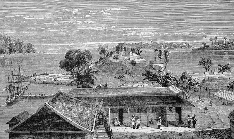 Port Blair, City in the Andaman Islands and the Capital of the Indian Union Territory of Andaman and Nicobar Islands, 1869, India, Historic, digitally restored reproduction of an original 19th century artwork, exact original date unknown, Asia