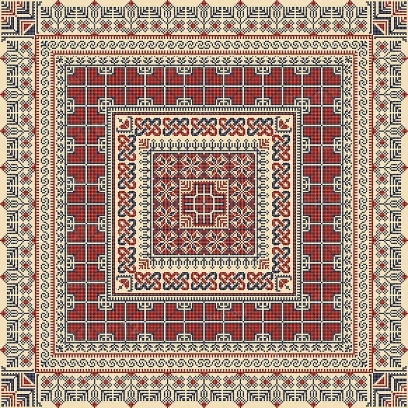 Embroidery Tatreez pattern, Palestinian fashion vector ornament