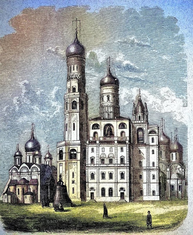 Belfry of Ivan Welicki, Novodevichy Monastery or New Virgin Monastery, Moscow, Russia, 1880 / Glockenturm von Iwan Welicki, Nowodewitschi-Kloster oder Neujungfrauenkloster, Moskau, Russland, 1880, Historisch, historical, digital improved reproduction of an original from the 19th century / digital reproduction of an original from the 19th century, Europe