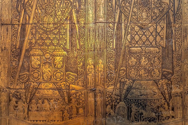 Monumental tomb slab of Bishops Ludolf and Heinrich von Bülow in Schwerin Cathedral of St Mary and St John, state capital Schwerin, Mecklenburg-Western Pomerania, Germany, Europe