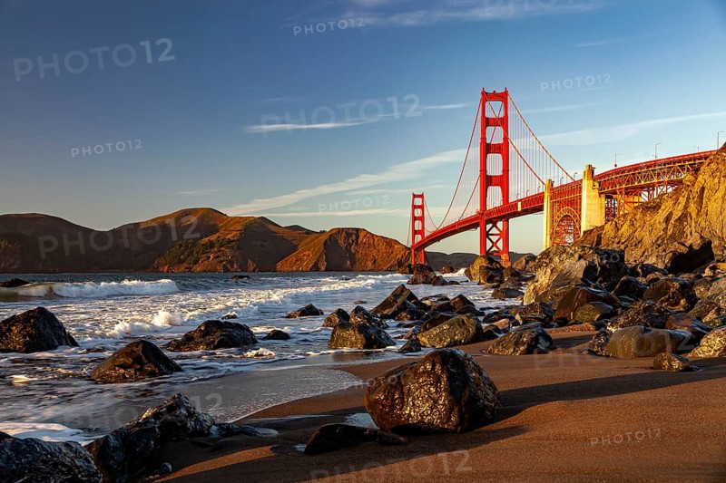 The Golden Gate Bridge and Marshall Beach in San Francisco, California, United States of America, USA, North America