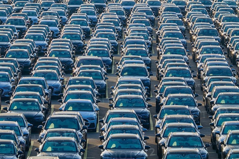 Large number of cars on assembly point, Brand Audi, Germany, Europe