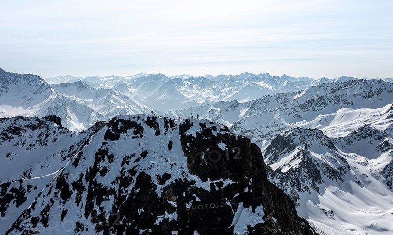 Sulzkogel, aerial view, peaks and mountains in winter, Sellraintal, Kühtai, Tyrol, Austria, Europe