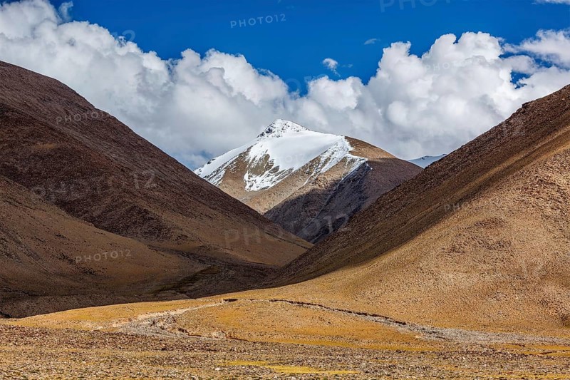 Himalayan landscape at Namshang La pass in Himalayas. Ladakh, India, Asia