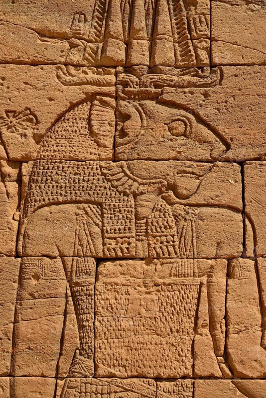 Relief of the lion deity Apedemak at the lion temple, Naga, Nubia, Nahr an-Nil, Sudan, Africa