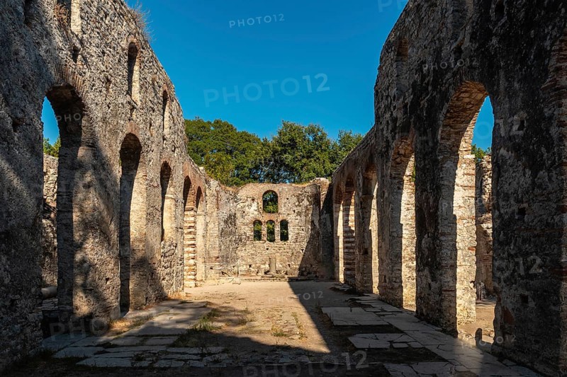 The Great Basilica in the archaeological ruins of Butrint or Butrinto National Park in Albania