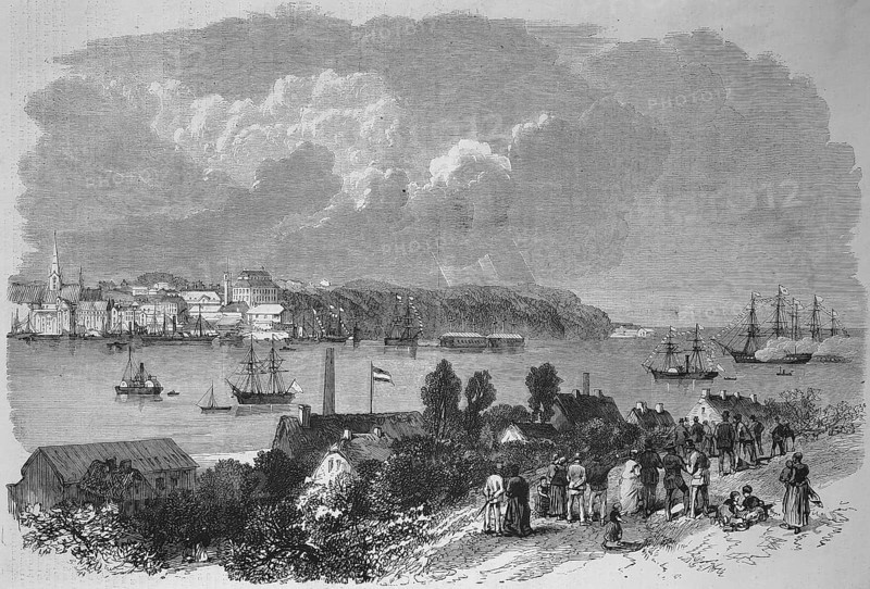 View of the Bay of Kiel in 1869, Schleswig Holstein, Germany, Historic, digitally restored reproduction of a 19th century original, Europe