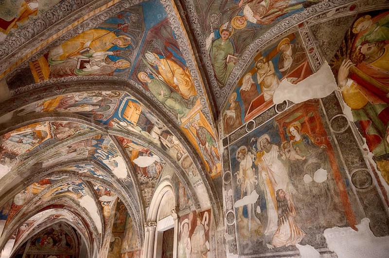 Frescoes in the cloister, Cathedral of the Assumption of Mary and St. Cassian, Bressanone Cathedral, Bressanone, South Tyrol, Trentino, Italy, Europe
