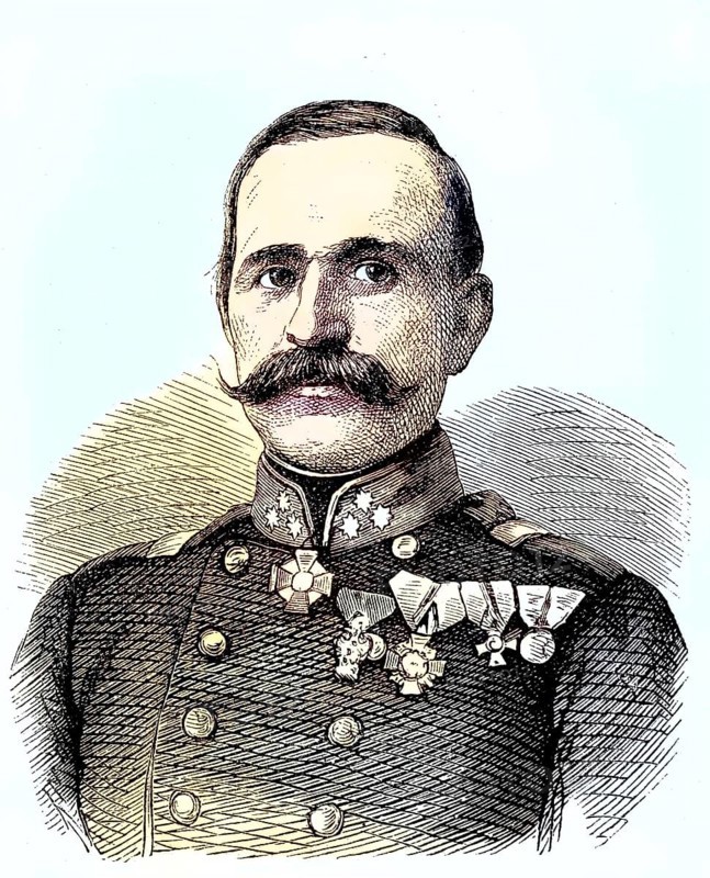 Members of the Princely Regency of Serbia 1869, Milivoje Blasnavac, first regent, Milivoje Petrovic Blaznavac (16 May 1824) (5 April 1873) was a Serbian politician and officer, Historical, digitally restored reproduction of a 19th century original, exact original date not known