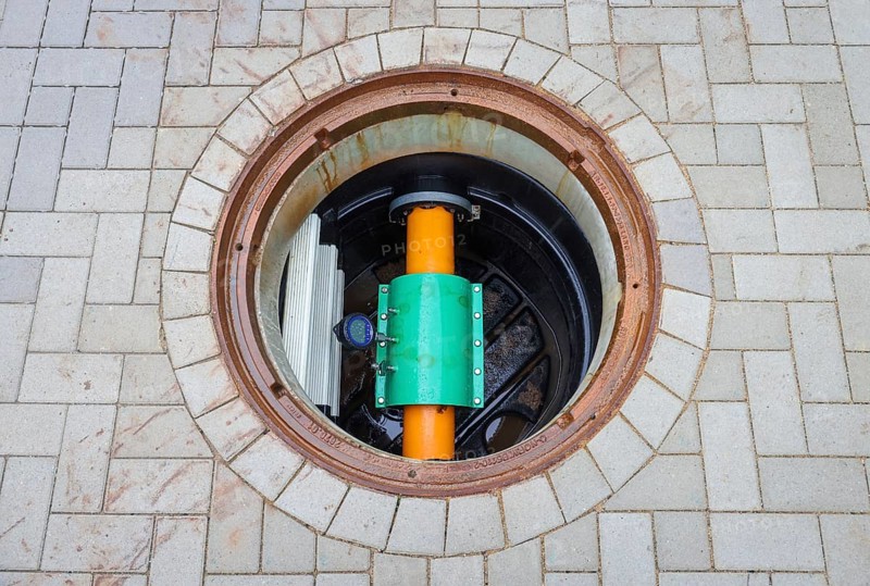 Holzwickede, North Rhine-Westphalia, Germany, natural gas network for pure hydrogen, hydrogen project H2HoWi, here a permeation shaft for measuring the tightness of the hydrogen pipelines, the distribution network operator Westnetz, a subsidiary of the Essen-based EON subsidiary Westenergie AG, is supplying end customers in Holzwickede near Dortmund with 100 per cent green hydrogen via the public natural gas network for the first time, Europe