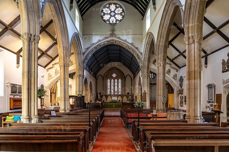 Interior of St Andrew's Church, Castle Combe, Cotswolds, Wiltshire, England, Great Britain