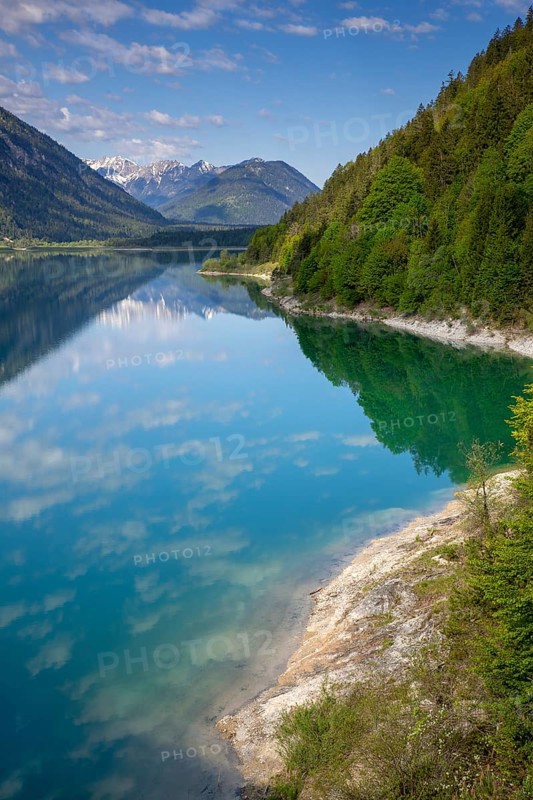 Sylvensteinsee in spring, Bavaria, Germany, Europe