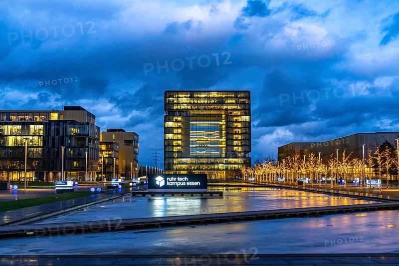 The Ruhr Tech Campus Essen, formerly the Thyssenkrupp Campus, headquarters of Thyssenkrupp, building K1, since 2024 other companies such as E.ON and Siemens have been located on the site, Essen North Rhine-Westphalia, Germany, Europe