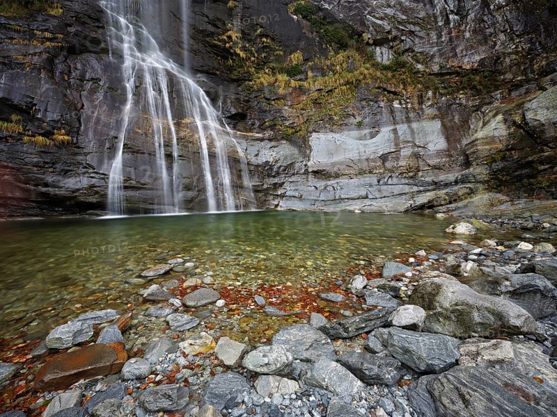 Cascata Grande waterfall, Bignasco, Maggia Valley, Canton Ticino, Switzerland, Europe