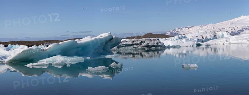 Icebergs on the Joekulsarlon glacial lake or lagoon