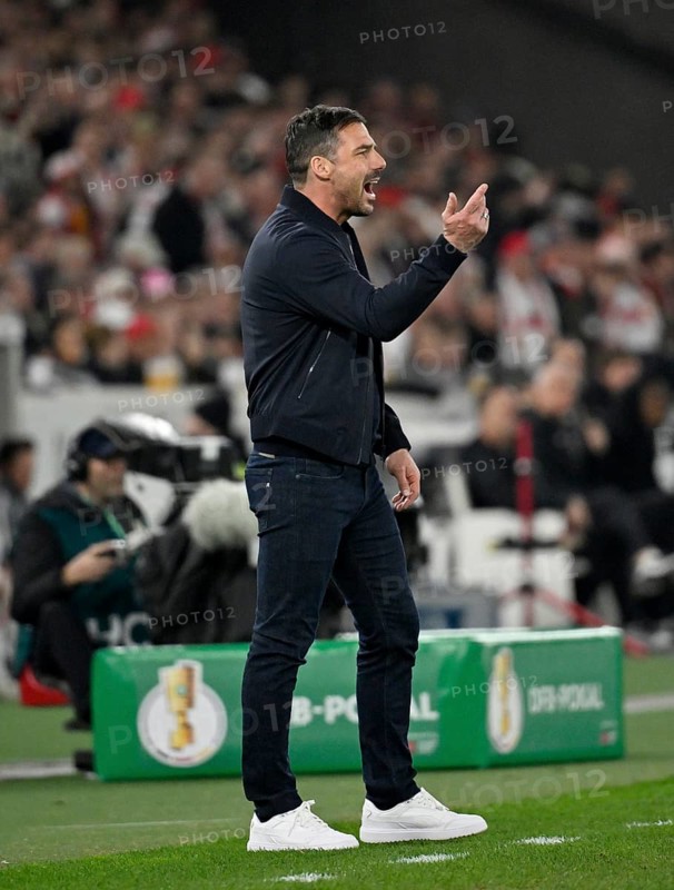 Coach Coach Zsolt Löw RasenBallsport RB Leipzig RBL Gesture Gesture TV camera Semi-final, DFB Cup, MHPArena, MHP Arena Stuttgart, Baden-Württemberg, Germany, Europe