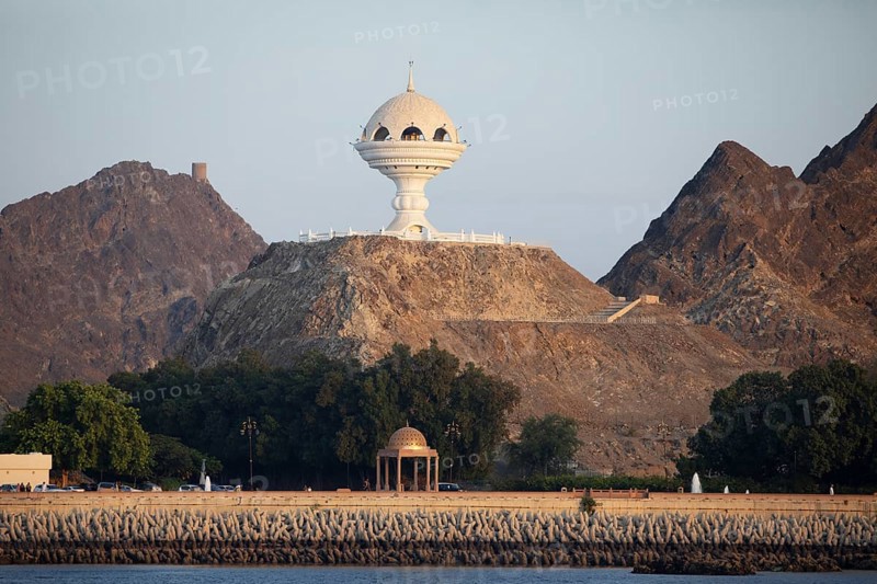 Incense burner monument, boat trip along the coast, Muttrah, Muscat, Oman, Asia