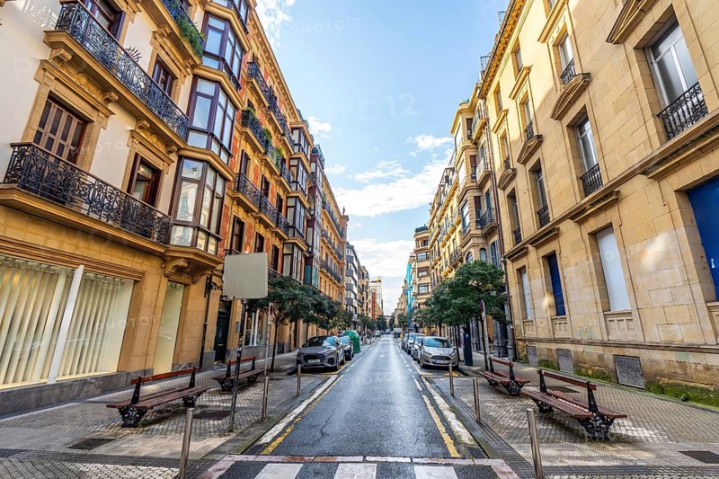Streets of the Amara neighborhood without people in Donostia San Sebastian, Gipuzkoa. Basque Country