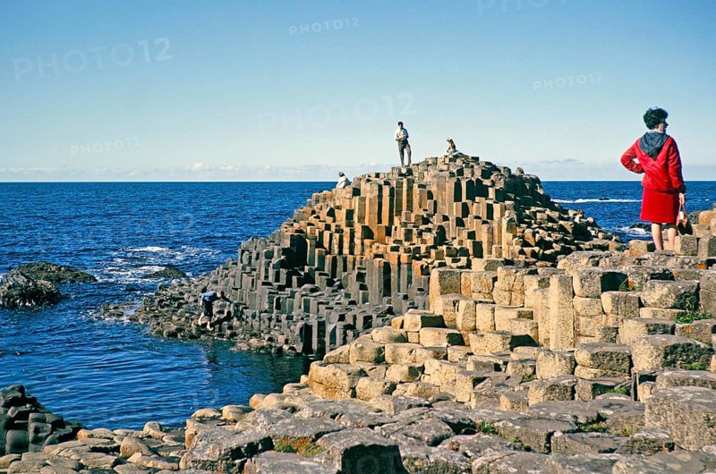 People exploring the Giant's Causeway, Antrim Coast, Northern Ireland, Great Britain 1960s