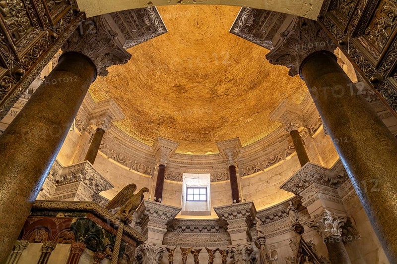 Dome in the interior of the Cathedral of St Domnius in Split, Croatia, Europe