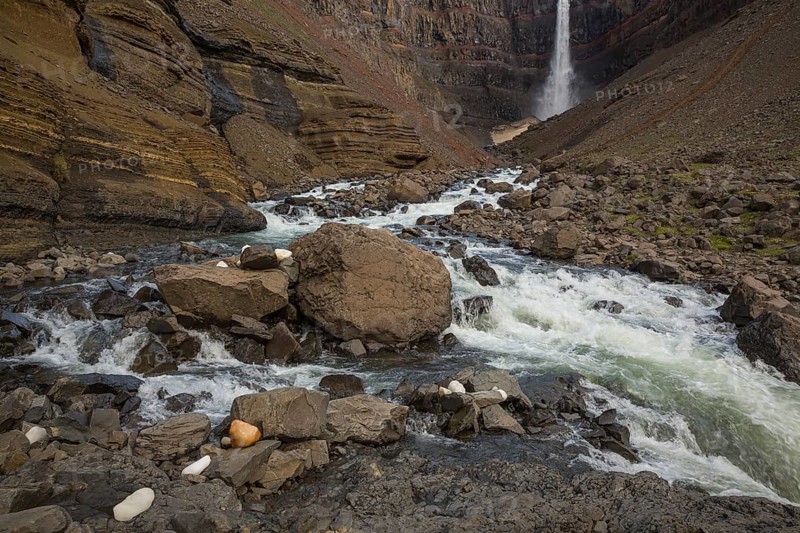 Hengifoss waterfall is located in Hengifossá in Fljótsdalshreppur, East Iceland. With 128 meters it is the third highest waterfall in Iceland