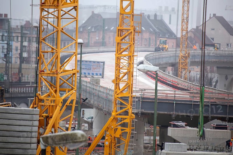 Hochstraße-Süd construction site in Ludwigshafen am Rhein. Hochstraße Süd was closed in summer 2019 due to cracks in the structure and the risk of collapse. It should be open to traffic again in 2026