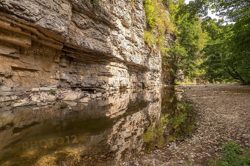 Rock face and the river Wutach in the Wutach Gorge, Black Forest, Baden-Württemberg, Germany, Europe