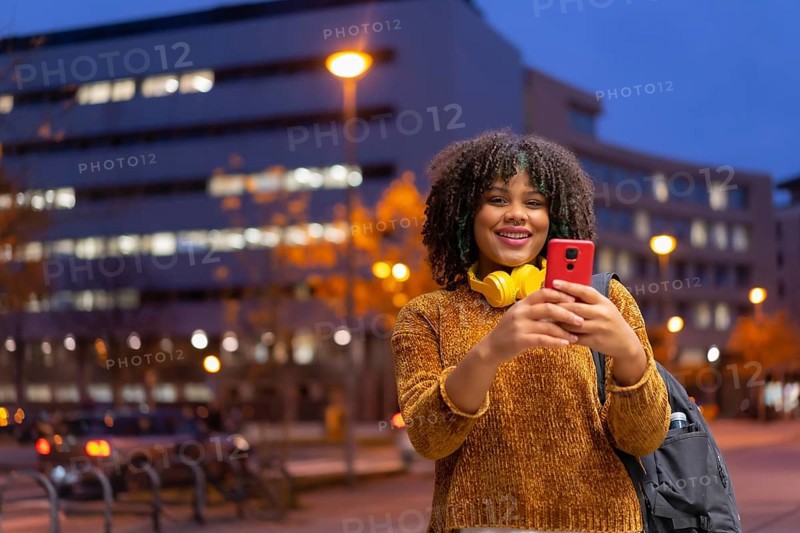 Portrait of black ethnic girl in the early morning going to the university on the way back to school
