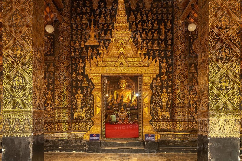Interior of the Buddhist temple Wat Xieng Thong in Luang Prabang, Laos, Asia