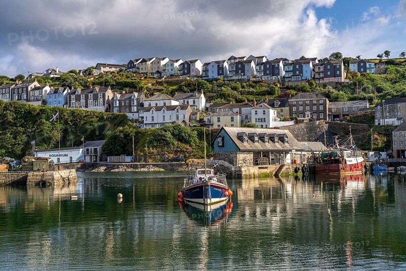 Town view and harbour of Mevagissey, Cornwall, England, Great Britain