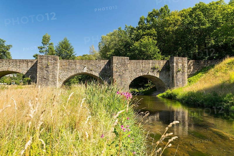 Historic old bridge over the Freiberger Mulde in Halsbrücke, Saxony, Germany, Europe