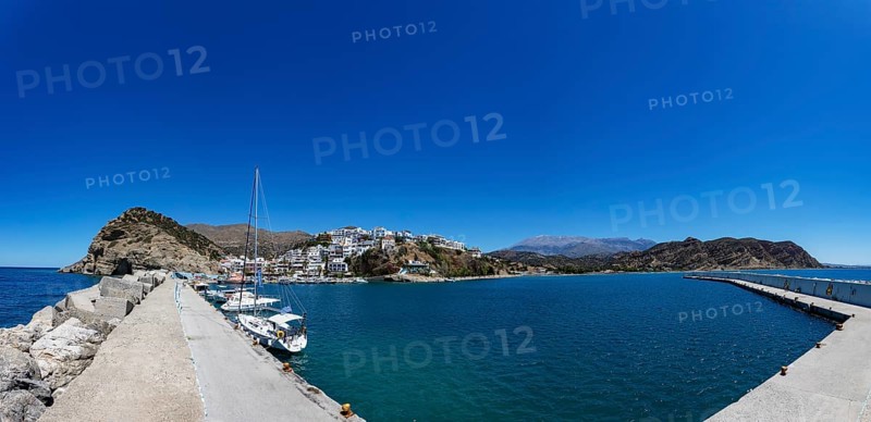 Boats in the harbour of Agia Galini, south coast, Crete, Greece, Europe