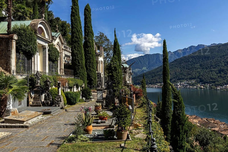 Cemetery, Monumental cemetery, Morcote, Lake Lugano, Lago di Lugano, Canton Ticino, Switzerland, Europe