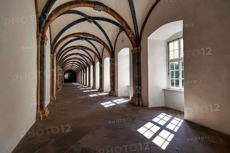 Cloister, former abbey and Corvey Castle, The Carolingian westwork and the Civitas Corvey, interior view, Höxter, Germany, Europe
