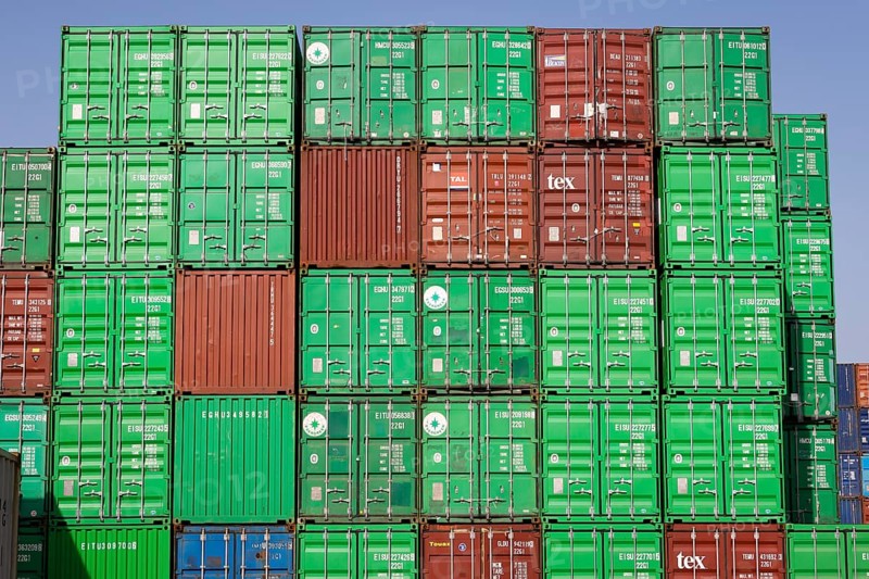 Duisburg, Ruhr area, North Rhine-Westphalia, Germany - Duisburg harbour, containers at the container terminal in Duisburg Ruhrort