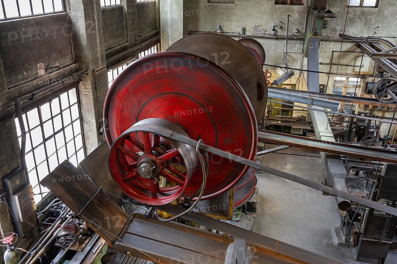 Transmission drive in a drop forge, formerly Dietz & Pfriem valve factory, today Industrial Museum Lauf, Sicharchard Str., Lauf an der Pegnitz, Middle Franconia, Bavaria, Germany, Europe