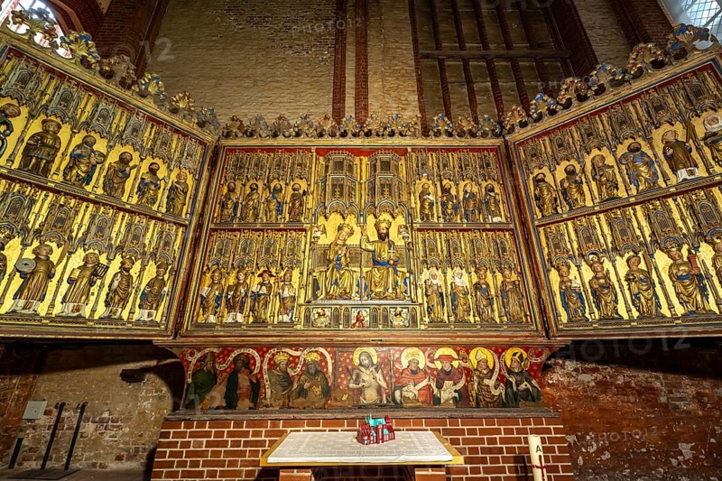 Altarpiece from St Georgen in the interior of St Nikolai Church in the Hanseatic city of Wismar, Mecklenburg-Western Pomerania, Germany, Europe