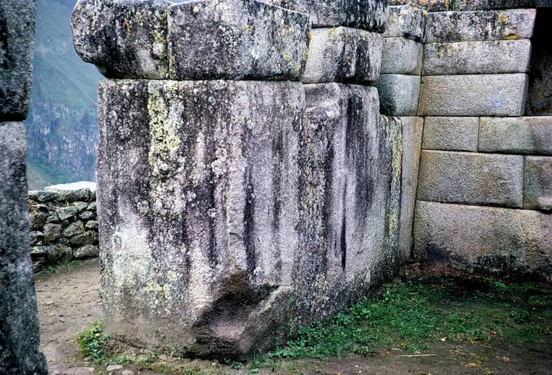 Huge stone blocks used in Inca masonry, Machu Picchu, Peru, South America, around 1962, South America