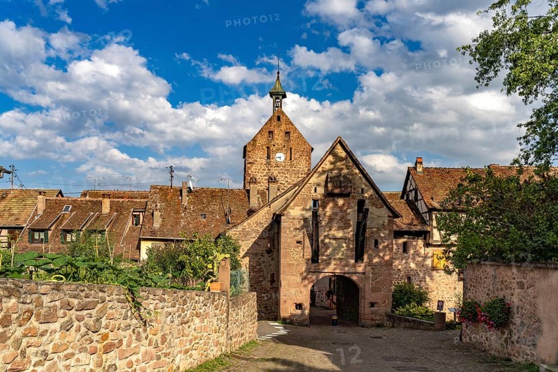 The upper gate La Porte Haute and Dolder Tower of Riquewihr, Alsace, France, Europe