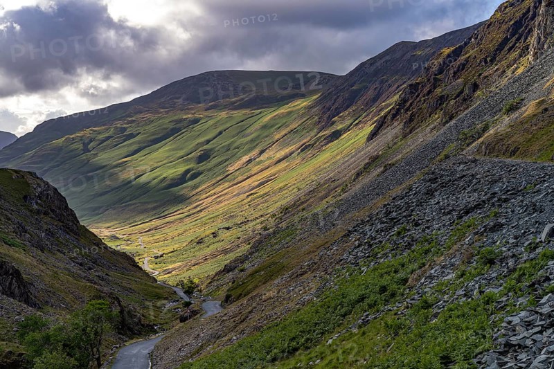 Mountain landscape at Honister Pass in the Lake District, England, Great Britain