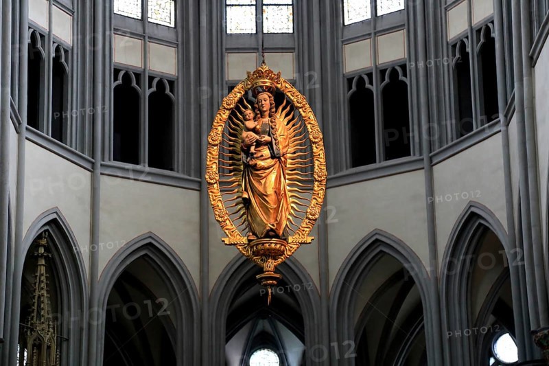 Radiant Madonna (around 1530), Altenberg Cathedral, Bergischer Dom, former monastery church of Altenberg Abbey, built by the Cistercians in 1133, Rheinisch-Bergischer Kreis, administrative district of Cologne, North Rhine-Westphalia, Germany, Europe
