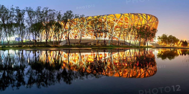 Olympic Stadium Bird's Nest Beijing Olympic Stadium modern architecture panorama in Beijing, China, Asia