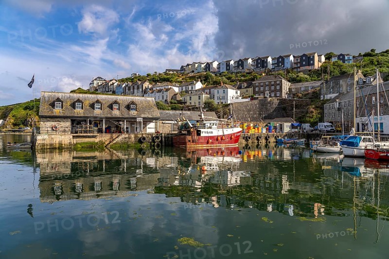 Town view and harbour of Mevagissey, Cornwall, England, Great Britain